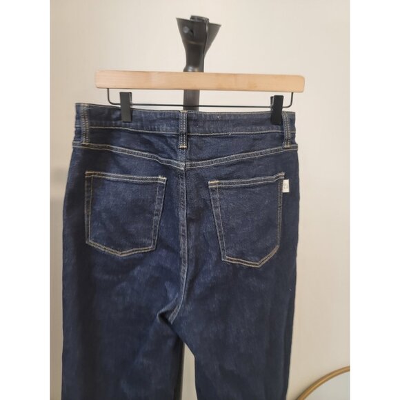 Oliver Logan Crosby Relaxed Taper Jeans Womens 33 Raw Hem Cropped Denim Blue - Picture 5 of 12